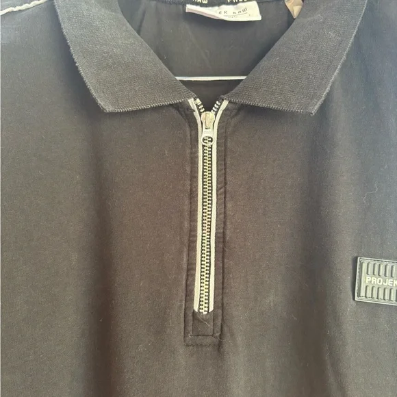 Projek Raw Black Polo Shirt White Accents 1/4 zip Men's size XL Tall Golf - Picture 4 of 10